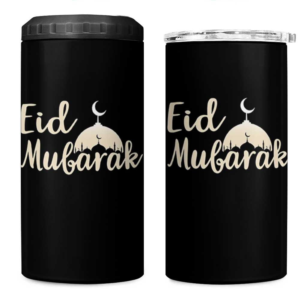 Eid Mubarak Mosque Silhouette 4 in 1 Can Cooler Tumbler Islamic Holiday Celebration