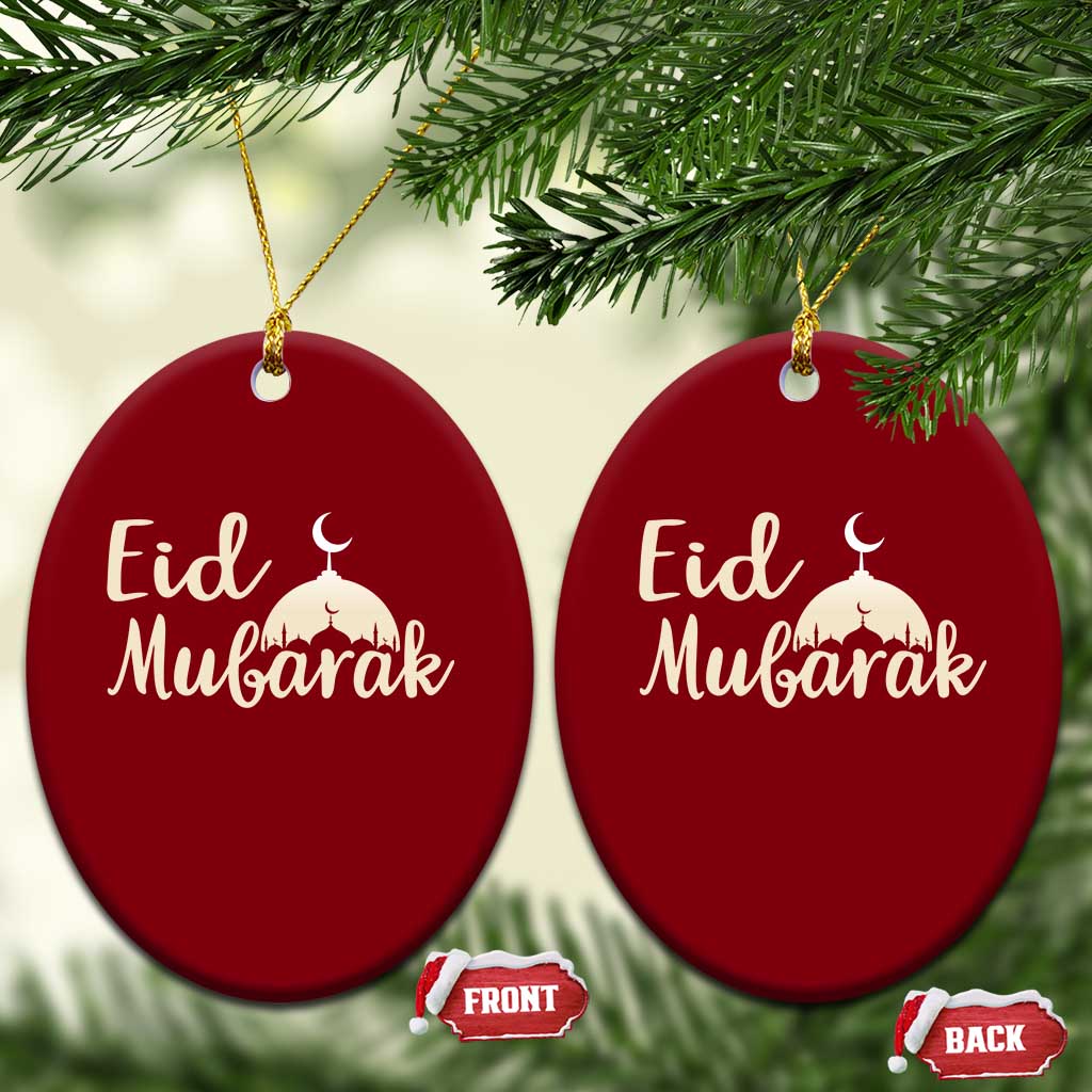 Eid Mubarak Mosque Silhouette Ceramic Ornament Islamic Holiday Celebration