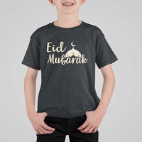 Eid Mubarak Mosque Silhouette T Shirt For Kid Islamic Holiday Celebration