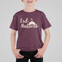 Eid Mubarak Mosque Silhouette T Shirt For Kid Islamic Holiday Celebration