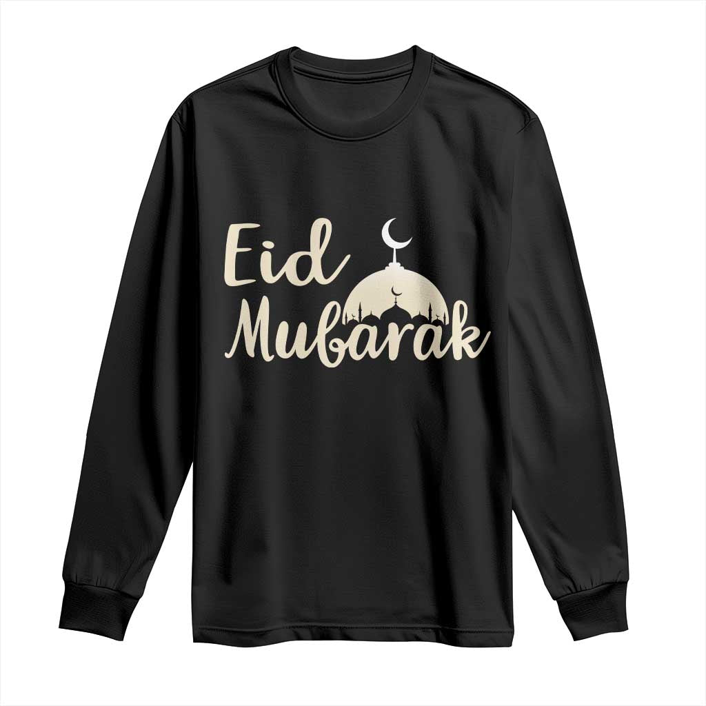 Eid Mubarak Mosque Silhouette Long Sleeve Shirt Islamic Holiday Celebration