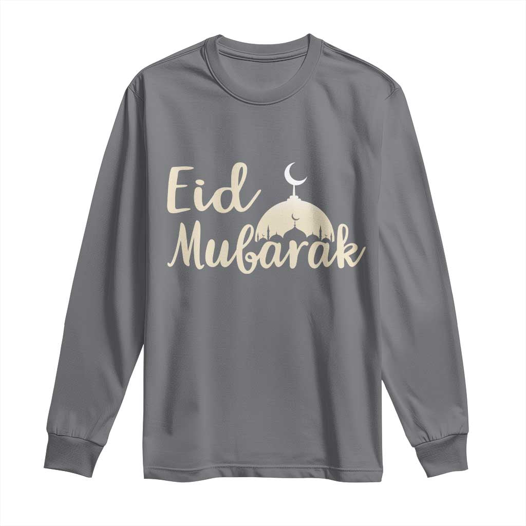 Eid Mubarak Mosque Silhouette Long Sleeve Shirt Islamic Holiday Celebration