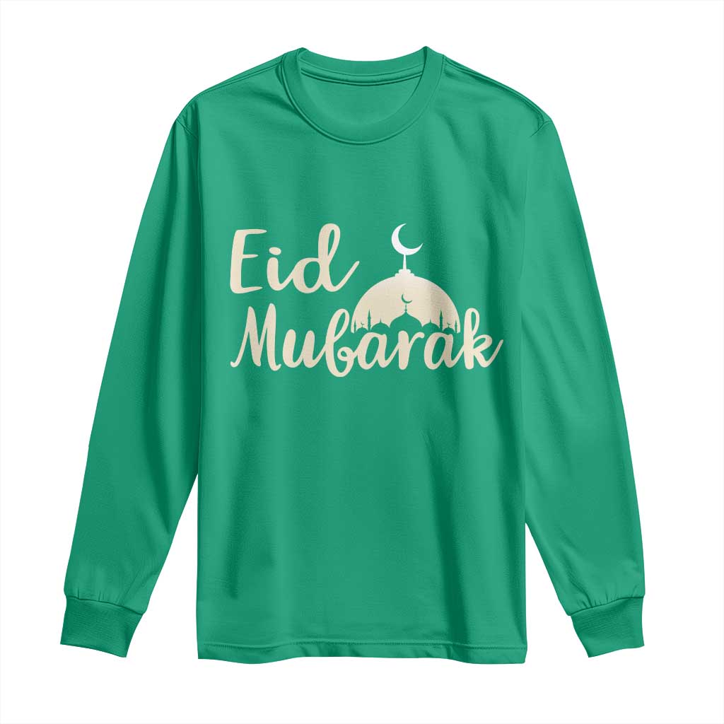 Eid Mubarak Mosque Silhouette Long Sleeve Shirt Islamic Holiday Celebration