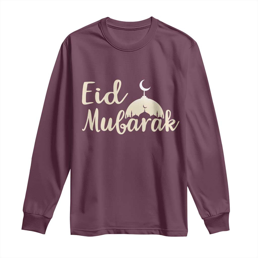 Eid Mubarak Mosque Silhouette Long Sleeve Shirt Islamic Holiday Celebration
