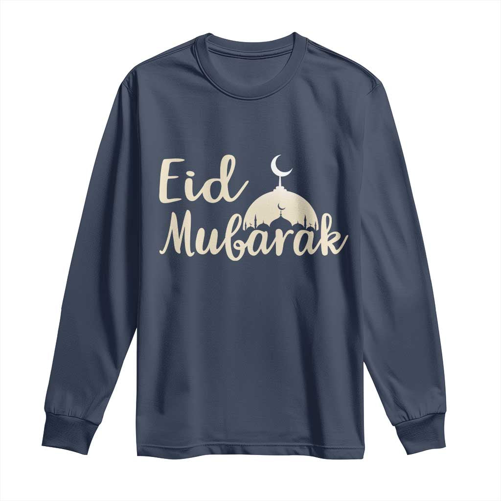 Eid Mubarak Mosque Silhouette Long Sleeve Shirt Islamic Holiday Celebration