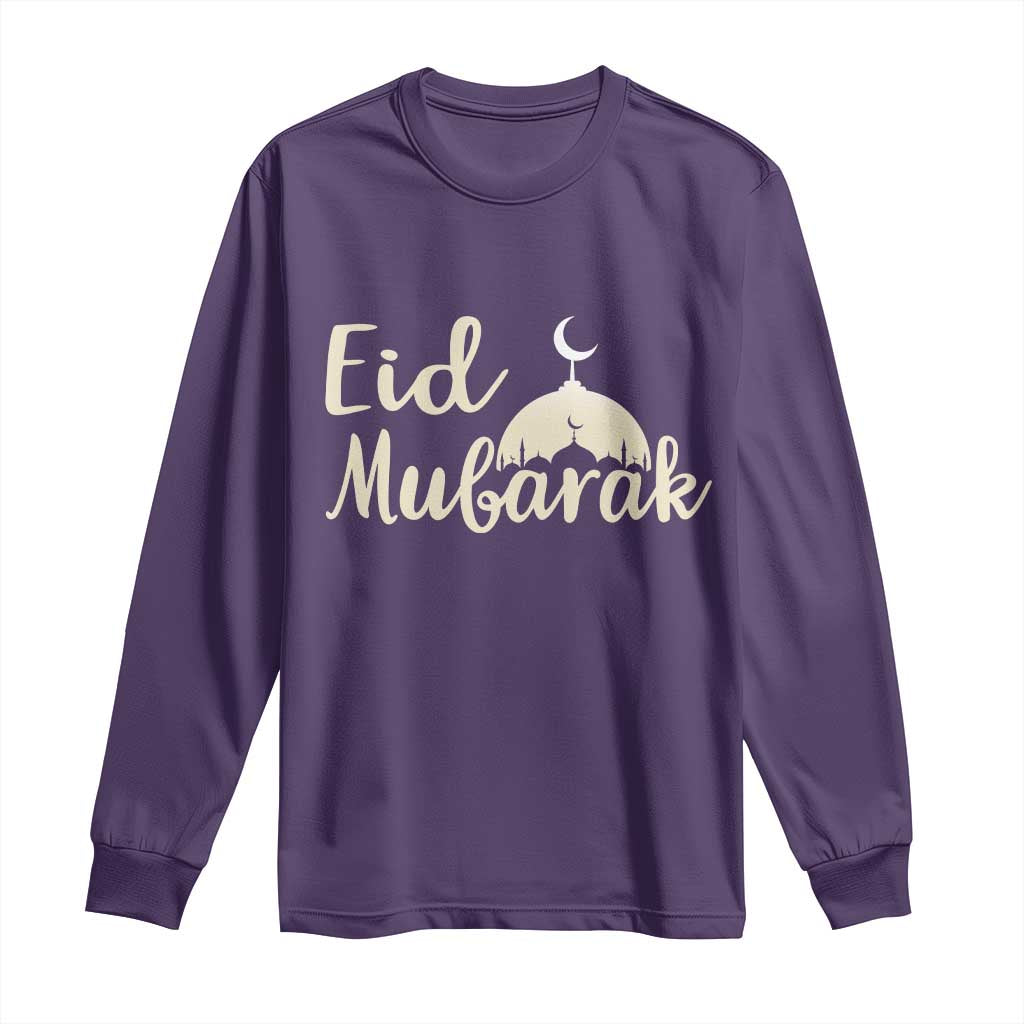 Eid Mubarak Mosque Silhouette Long Sleeve Shirt Islamic Holiday Celebration