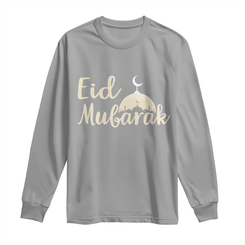 Eid Mubarak Mosque Silhouette Long Sleeve Shirt Islamic Holiday Celebration