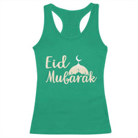 Eid Mubarak Mosque Silhouette Racerback Tank Top Islamic Holiday Celebration