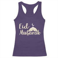 Eid Mubarak Mosque Silhouette Racerback Tank Top Islamic Holiday Celebration