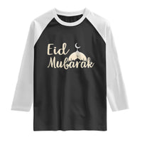 Eid Mubarak Mosque Silhouette Raglan Shirt Islamic Holiday Celebration