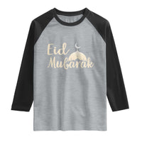 Eid Mubarak Mosque Silhouette Raglan Shirt Islamic Holiday Celebration