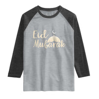 Eid Mubarak Mosque Silhouette Raglan Shirt Islamic Holiday Celebration