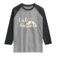 Eid Mubarak Mosque Silhouette Raglan Shirt Islamic Holiday Celebration