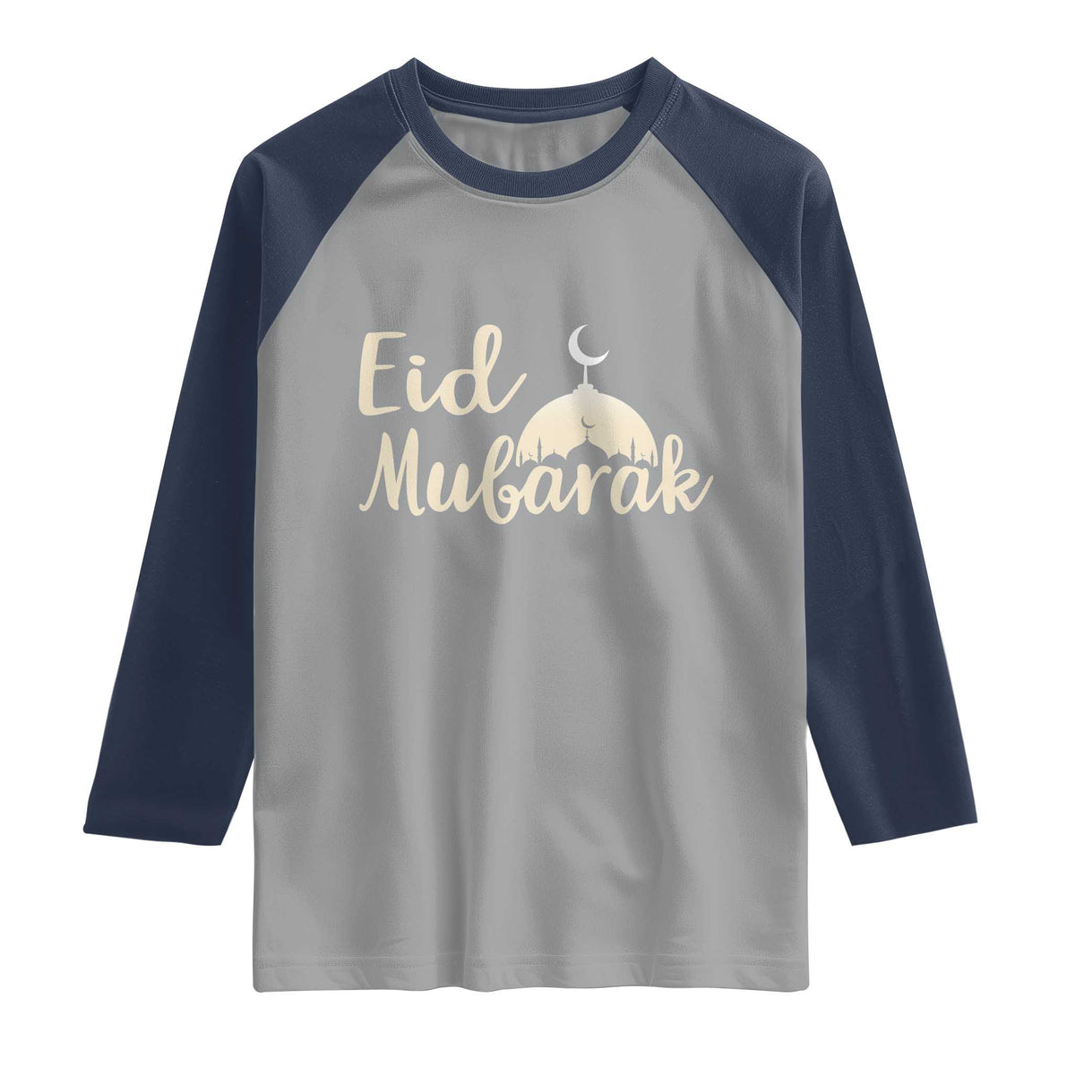 Eid Mubarak Mosque Silhouette Raglan Shirt Islamic Holiday Celebration