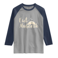 Eid Mubarak Mosque Silhouette Raglan Shirt Islamic Holiday Celebration