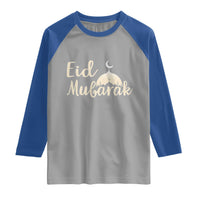 Eid Mubarak Mosque Silhouette Raglan Shirt Islamic Holiday Celebration