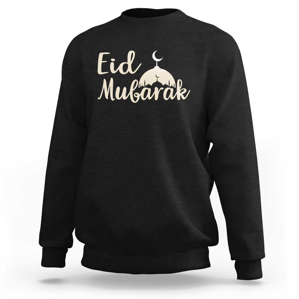 Eid Mubarak Mosque Silhouette Sweatshirt Islamic Holiday Celebration