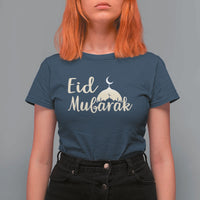 Eid Mubarak Mosque Silhouette T Shirt For Women Islamic Holiday Celebration