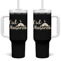 Eid Mubarak Mosque Silhouette Tumbler With Handle Islamic Holiday Celebration