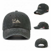Eid Mubarak Mosque Silhouette Washed Cotton Baseball Cap Islamic Holiday Celebration