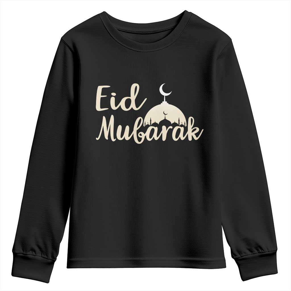 Eid Mubarak Mosque Silhouette Youth Sweatshirt Islamic Holiday Celebration