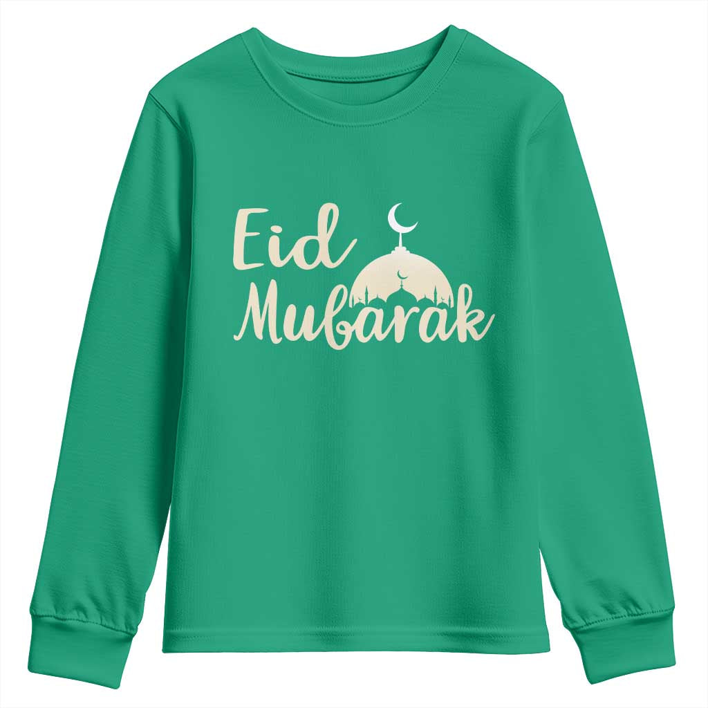 Eid Mubarak Mosque Silhouette Youth Sweatshirt Islamic Holiday Celebration