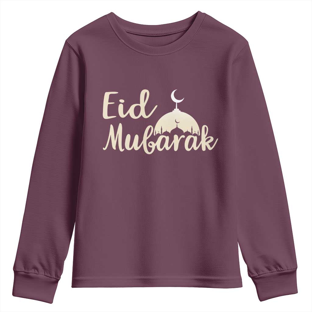 Eid Mubarak Mosque Silhouette Youth Sweatshirt Islamic Holiday Celebration