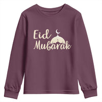 Eid Mubarak Mosque Silhouette Youth Sweatshirt Islamic Holiday Celebration
