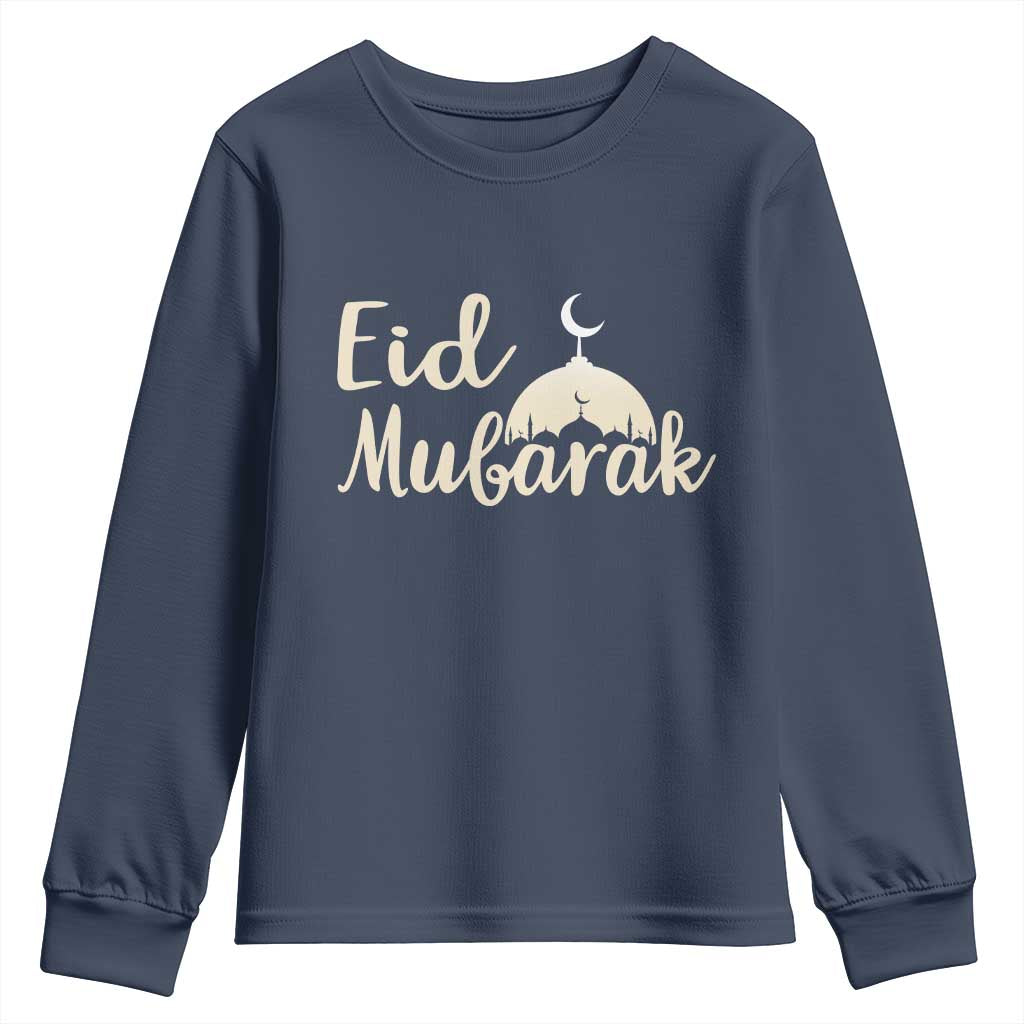 Eid Mubarak Mosque Silhouette Youth Sweatshirt Islamic Holiday Celebration