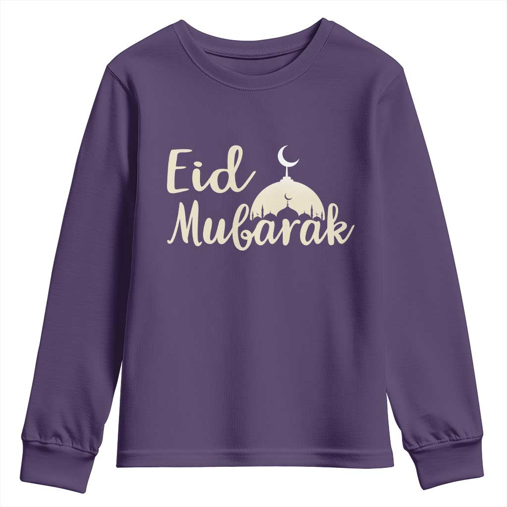 Eid Mubarak Mosque Silhouette Youth Sweatshirt Islamic Holiday Celebration