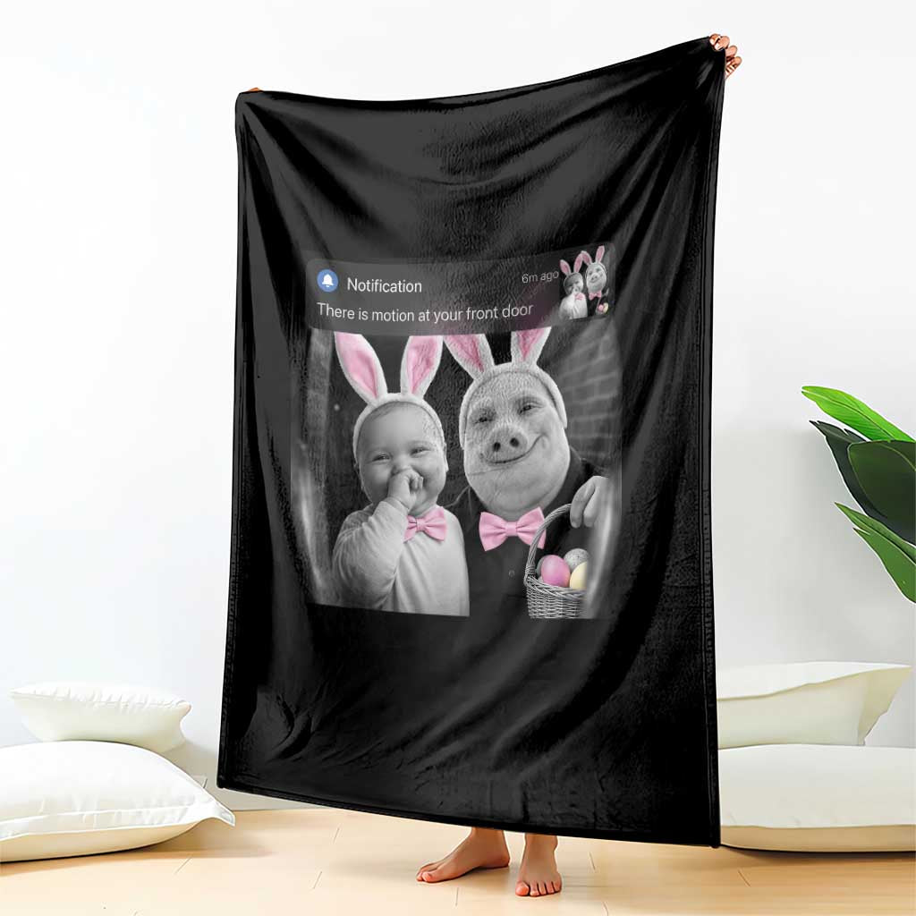 Funny Easter AI Baby with John Pork Meme Throw Blanket There Is Motion at Your Front Door Notification Humor