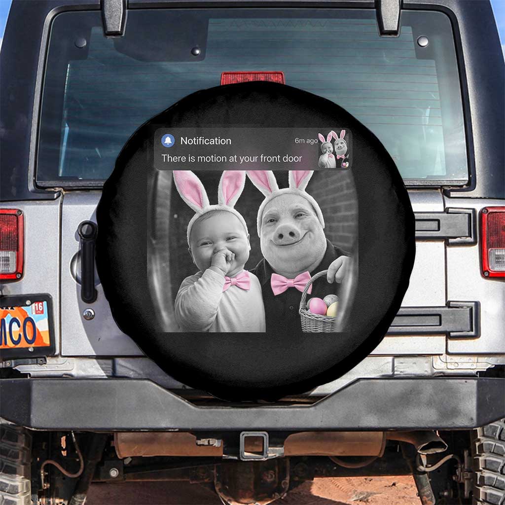 Funny Easter AI Baby with John Pork Meme Spare Tire Cover There Is Motion at Your Front Door Notification Humor