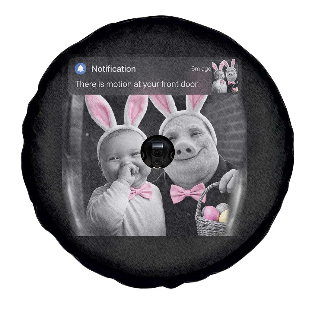 Funny Easter AI Baby with John Pork Meme Spare Tire Cover There Is Motion at Your Front Door Notification Humor