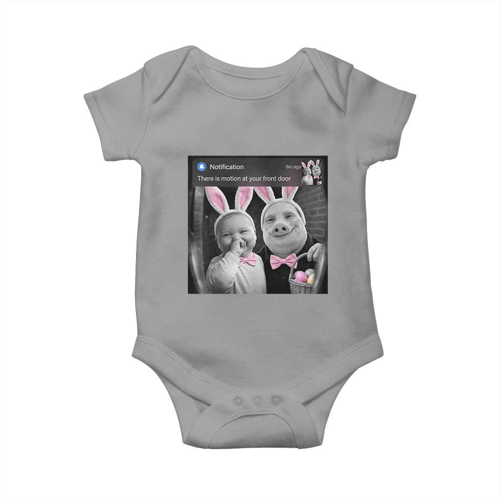 Funny Easter AI Baby with John Pork Meme Baby Onesie There Is Motion at Your Front Door Notification Humor