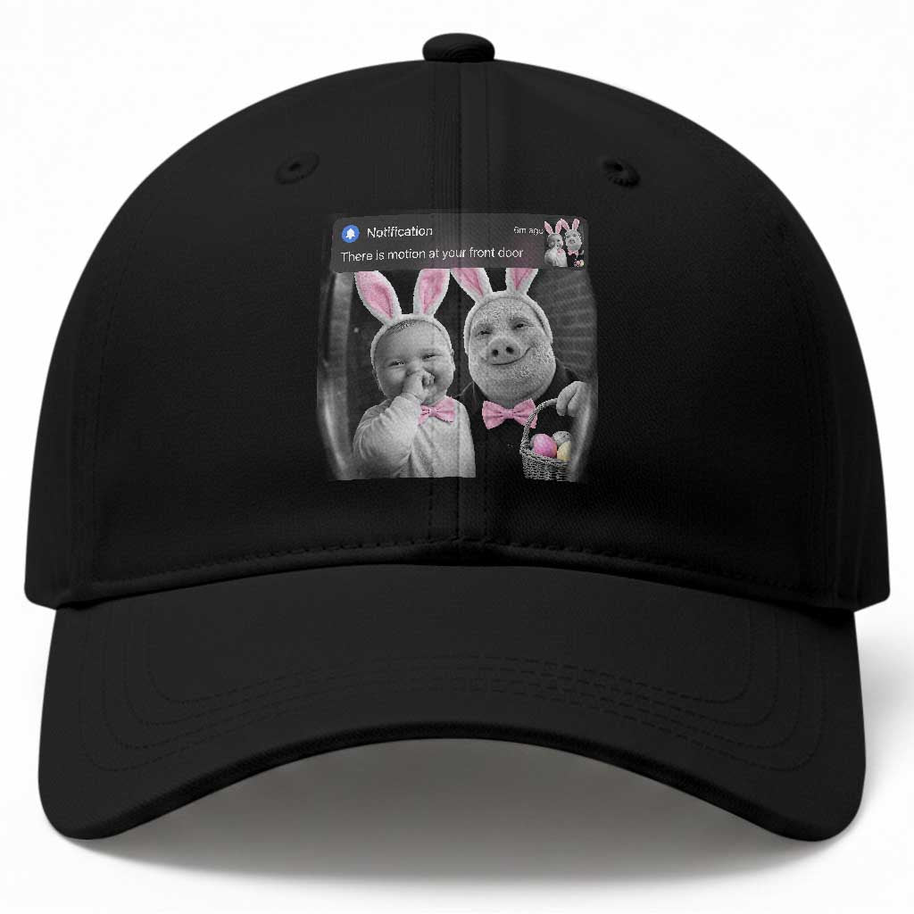 Funny Easter AI Baby with John Pork Meme Baseball Cap There Is Motion at Your Front Door Notification Humor