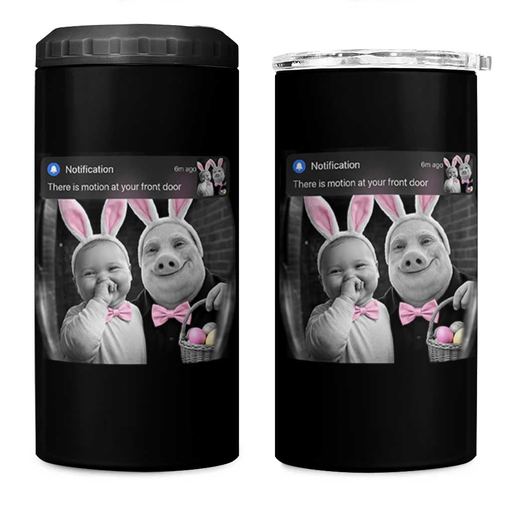 Funny Easter AI Baby with John Pork Meme 4 in 1 Can Cooler Tumbler There Is Motion at Your Front Door Notification Humor