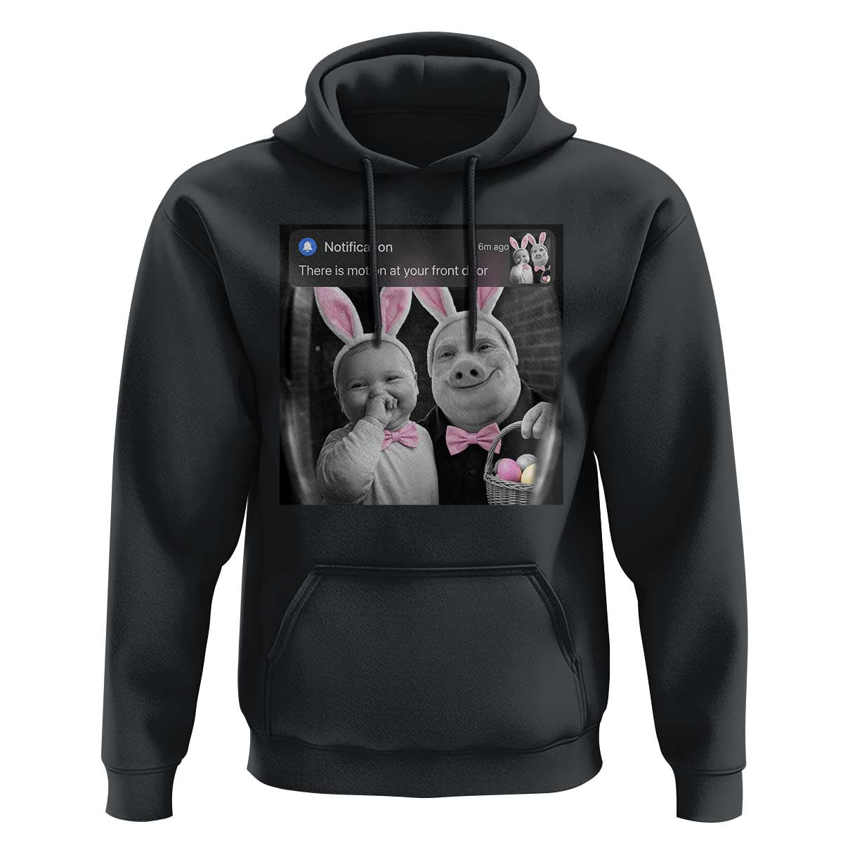 Funny Easter AI Baby with John Pork Meme Hoodie There Is Motion at Your Front Door Notification Humor