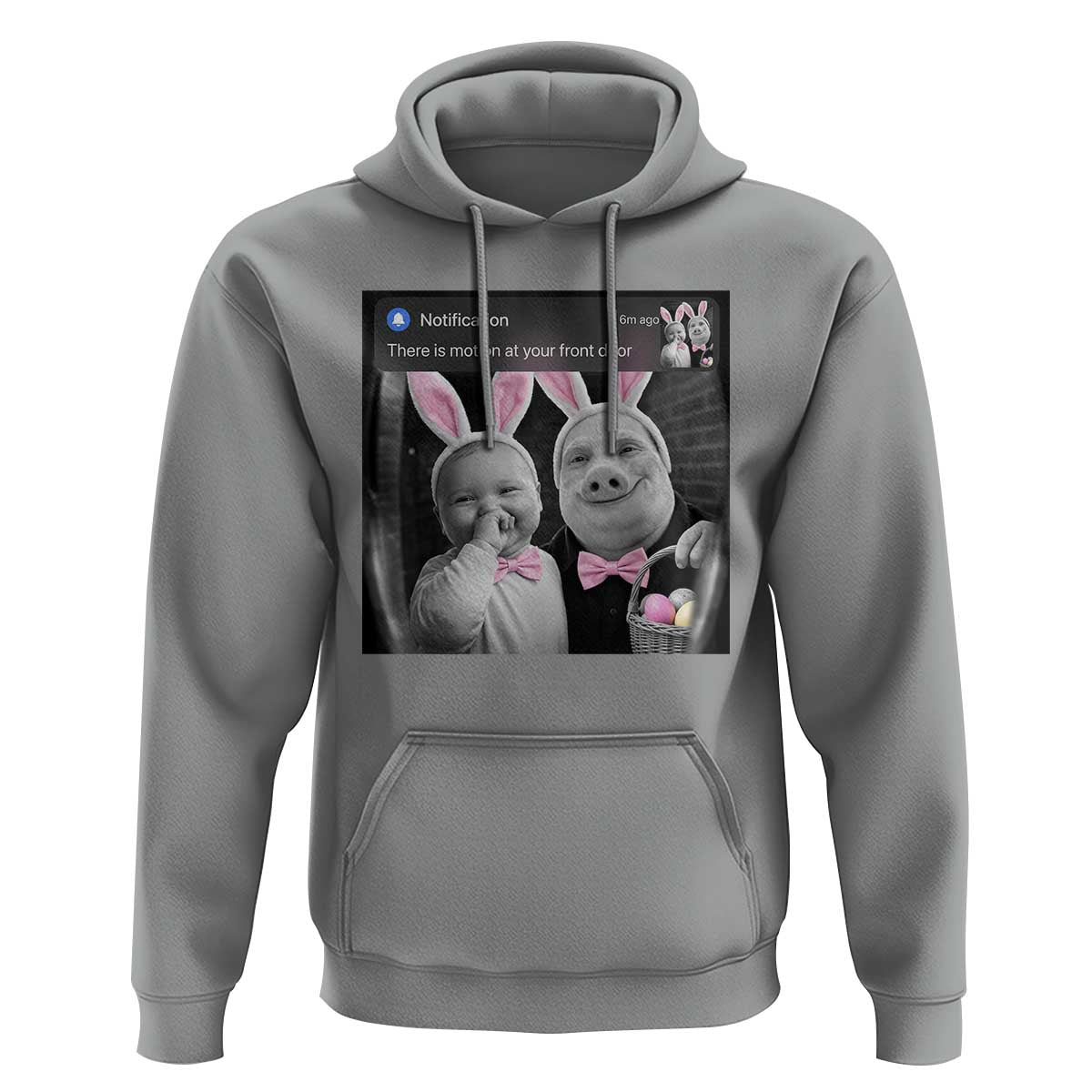 Funny Easter AI Baby with John Pork Meme Hoodie There Is Motion at Your Front Door Notification Humor
