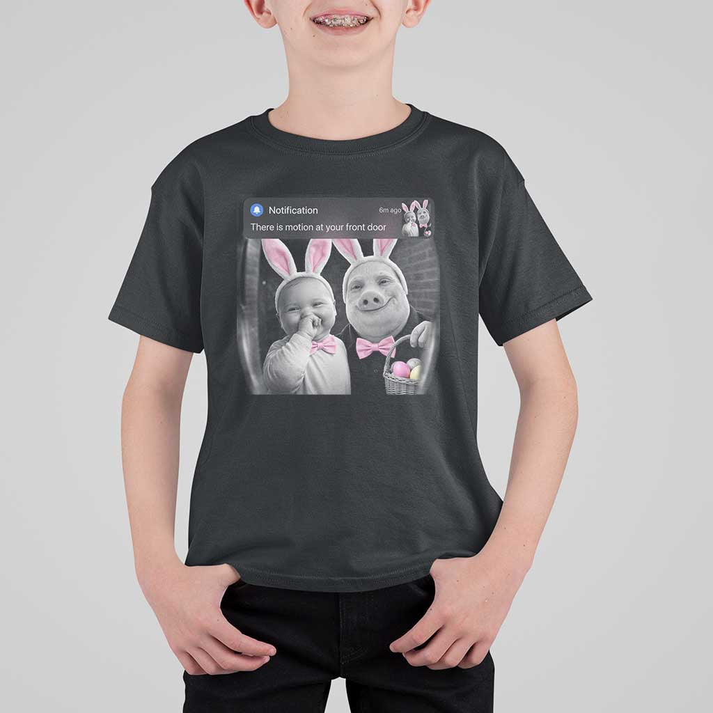 Funny Easter AI Baby with John Pork Meme T Shirt For Kid There Is Motion at Your Front Door Notification Humor