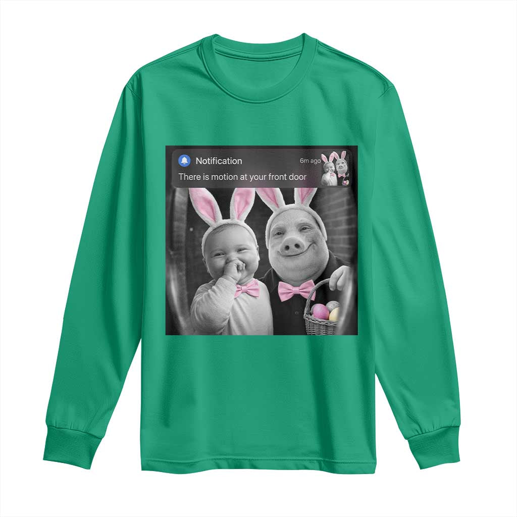 Funny Easter AI Baby with John Pork Meme Long Sleeve Shirt There Is Motion at Your Front Door Notification Humor