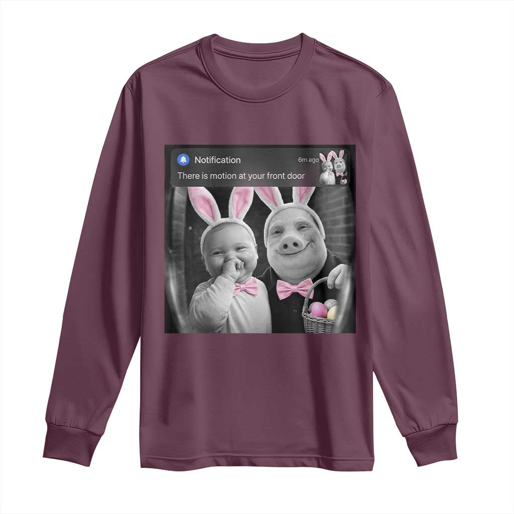 Funny Easter AI Baby with John Pork Meme Long Sleeve Shirt There Is Motion at Your Front Door Notification Humor