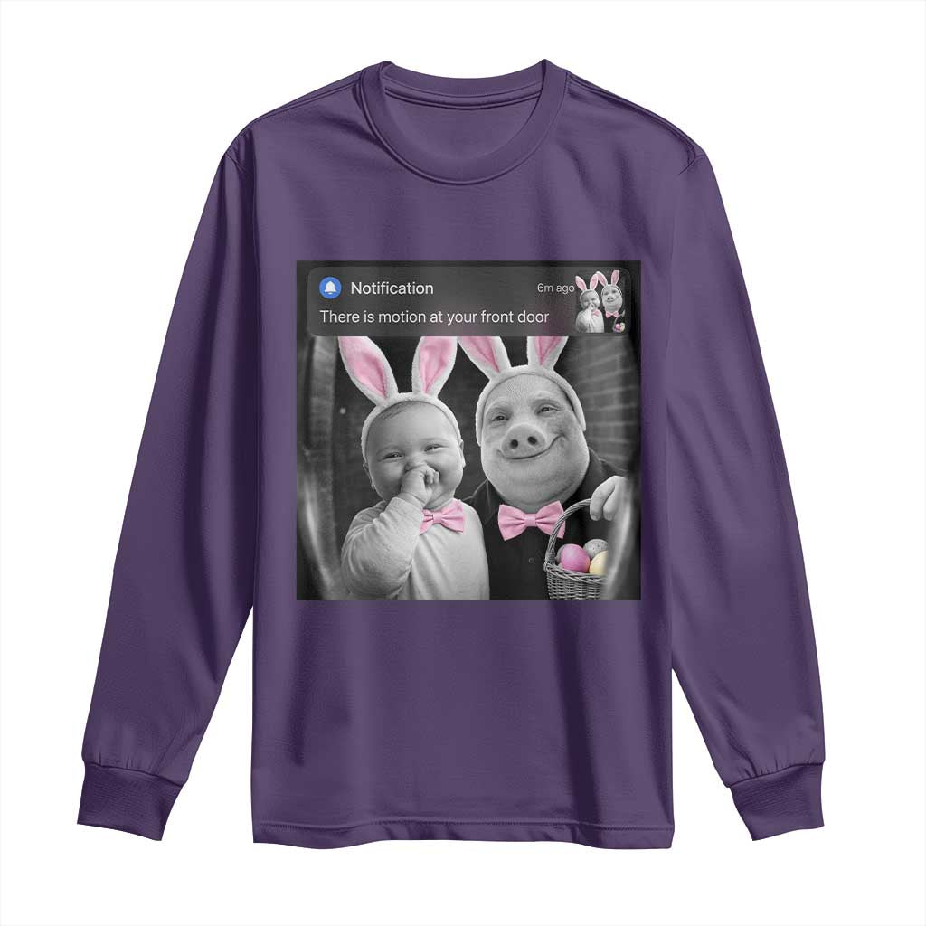 Funny Easter AI Baby with John Pork Meme Long Sleeve Shirt There Is Motion at Your Front Door Notification Humor