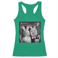 Funny Easter AI Baby with John Pork Meme Racerback Tank Top There Is Motion at Your Front Door Notification Humor