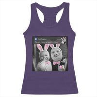 Funny Easter AI Baby with John Pork Meme Racerback Tank Top There Is Motion at Your Front Door Notification Humor