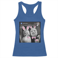 Funny Easter AI Baby with John Pork Meme Racerback Tank Top There Is Motion at Your Front Door Notification Humor