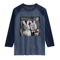 Funny Easter AI Baby with John Pork Meme Raglan Shirt There Is Motion at Your Front Door Notification Humor