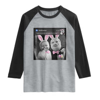 Funny Easter AI Baby with John Pork Meme Raglan Shirt There Is Motion at Your Front Door Notification Humor