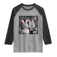 Funny Easter AI Baby with John Pork Meme Raglan Shirt There Is Motion at Your Front Door Notification Humor