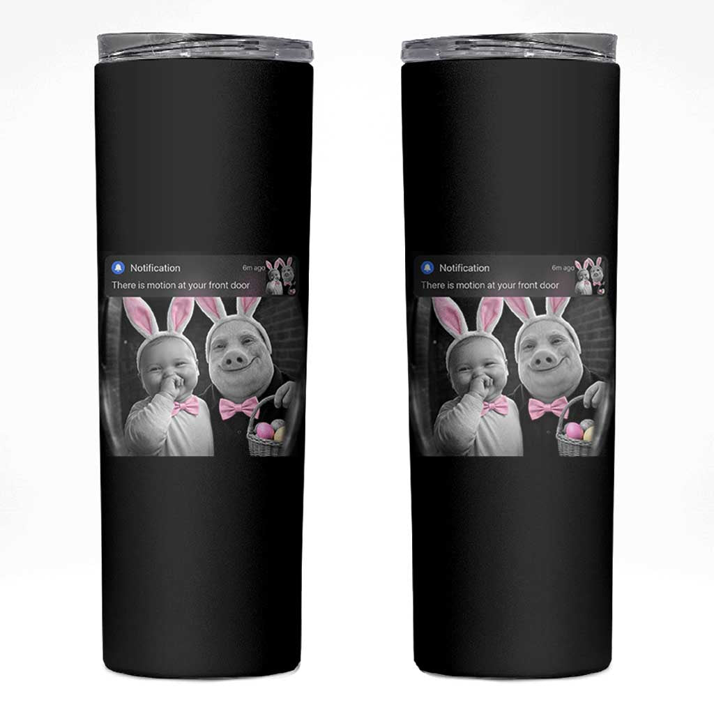 Funny Easter AI Baby with John Pork Meme Skinny Tumbler There Is Motion at Your Front Door Notification Humor