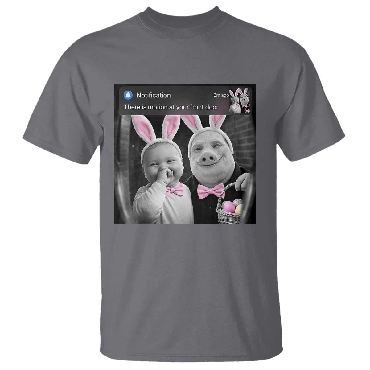 Funny Easter AI Baby with John Pork Meme T Shirt There Is Motion at Your Front Door Notification Humor